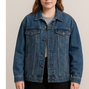 Refuge Over-Sized Blue Denim Jacket Unisex Size Medium